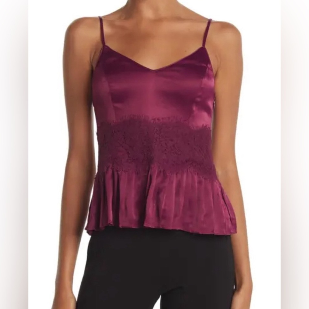 RAMY BROOK Purple Magenta Shay Lace Trim‎ Cami Tank Top Sz 2 Y2K babydoll